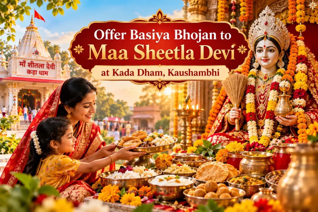 Offer Basiya Bhojan to Maa Sheetla Devi at Kada Dham, Kaushambhi image 1