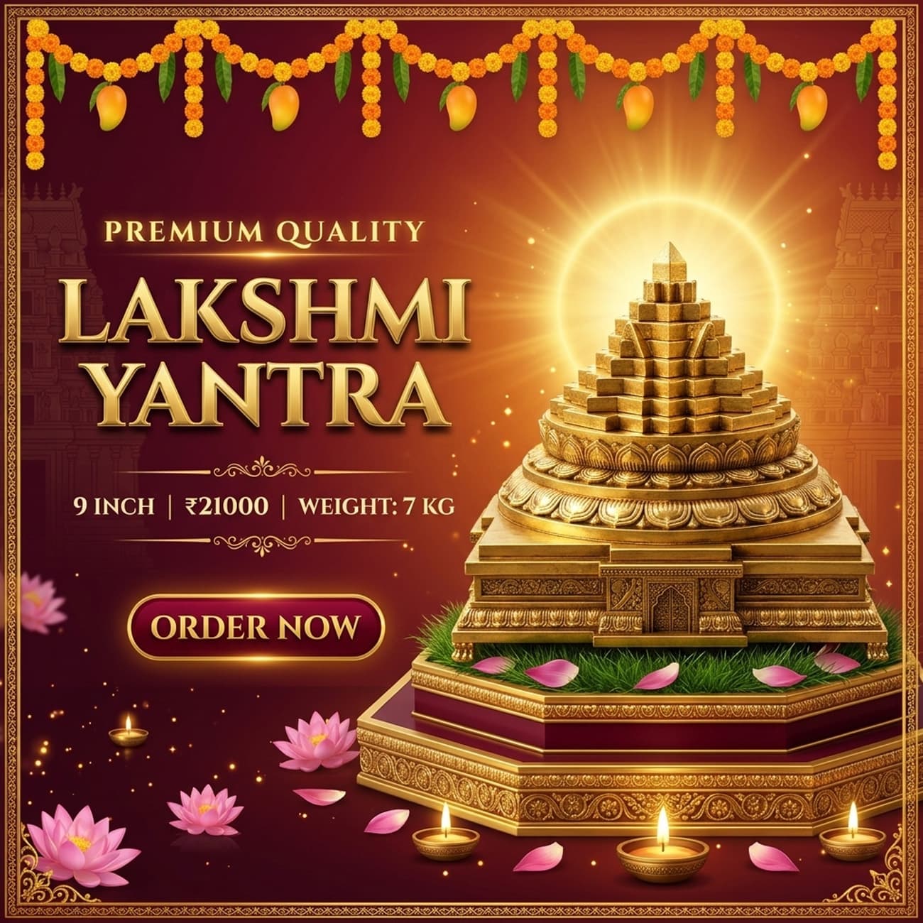 9-Inch Shri Lakshmi Yantra